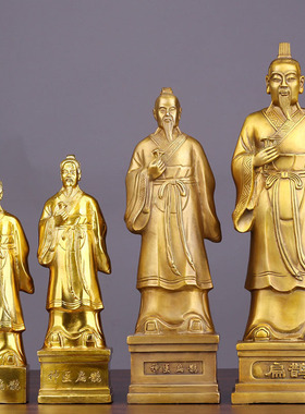 黄铜扁鹊药王像五大名医药店摆件