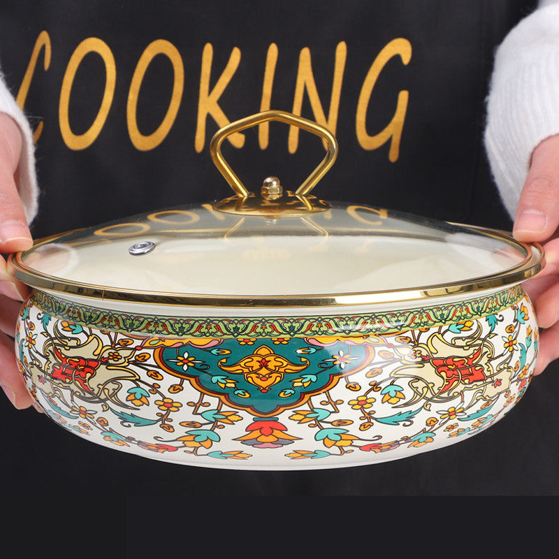 欧丽家珐琅搪瓷厚实大容量搪瓷盆搪瓷面盆搪瓷和面盆老式铁瓷汤盆