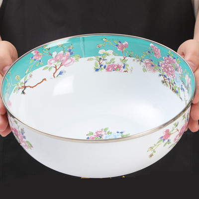 欧丽家珐琅搪瓷新品加厚搪瓷盆加深搪瓷和面盆老式铁瓷汤盆搅拌盆