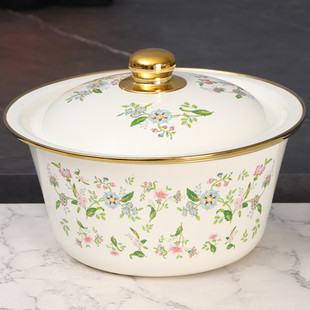 【原创】欧丽家搪瓷碗搪瓷盆带盖铁瓷碗盖盆老式猪油瓷盆珐琅汤盆