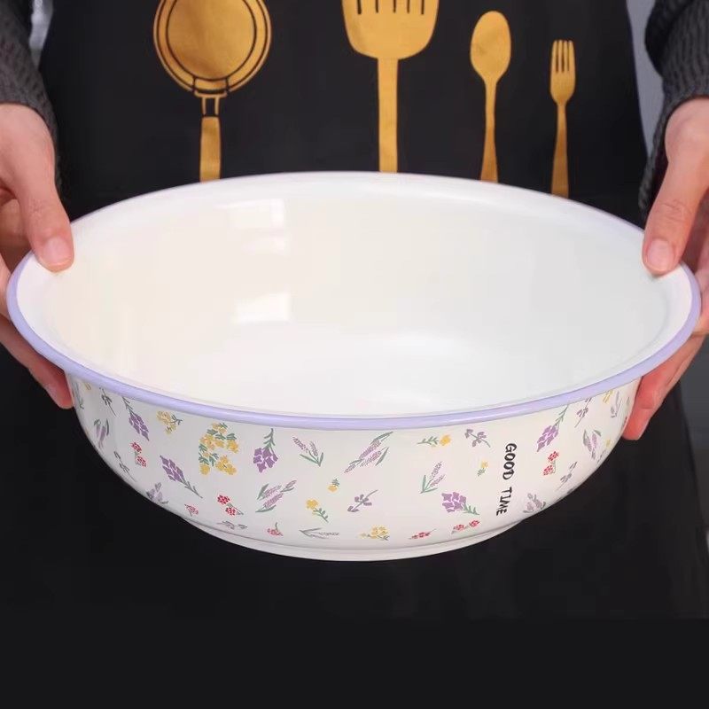 欧丽家新品珐琅搪瓷盆脸盆搪瓷盆洗衣物搪瓷盆高温消毒加热搪瓷盆