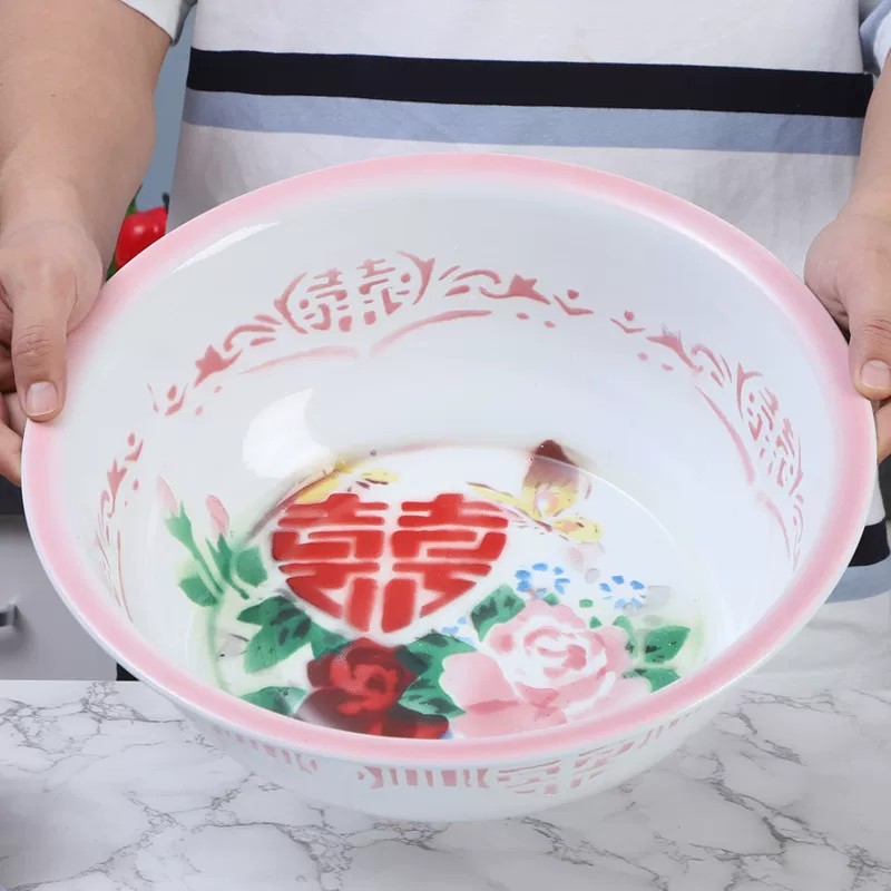 华科加厚搪瓷珐琅搪瓷盆洗脸盆热水盆36cm40cm洗脚盆老式铁瓷盆