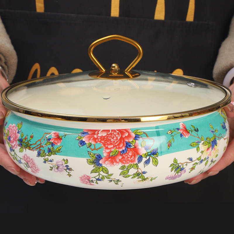 欧丽家珐琅搪瓷盆厚实搪瓷汤盆搪瓷面盆搪瓷和面盆老式铁瓷搅拌盆