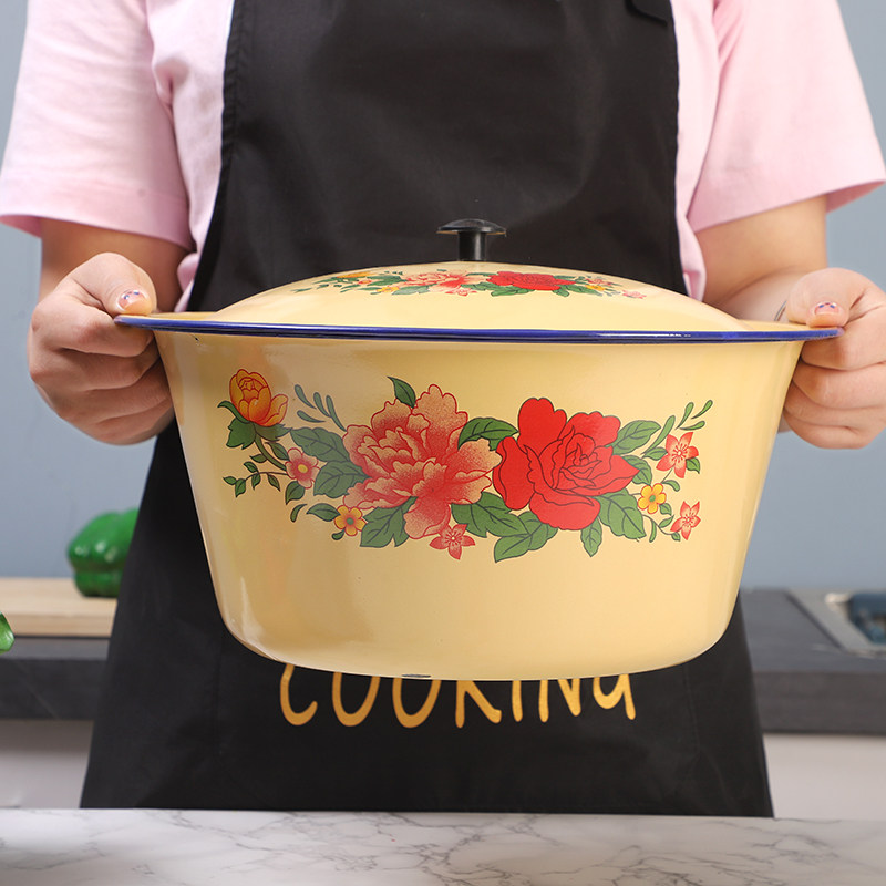 草莓蛋糕搪瓷盖盆老式怀旧和面盆熬药盆猪油盆保鲜碗洗手盆拌馅盆,餐饮具,碗,淘宝优惠券,粉丝福利购,淘宝优惠卷