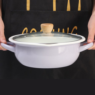 欧丽家珐琅搪瓷锅厚新品 搪瓷油炸锅炖锅煮面锅煮螺蛳粉电磁炉燃气