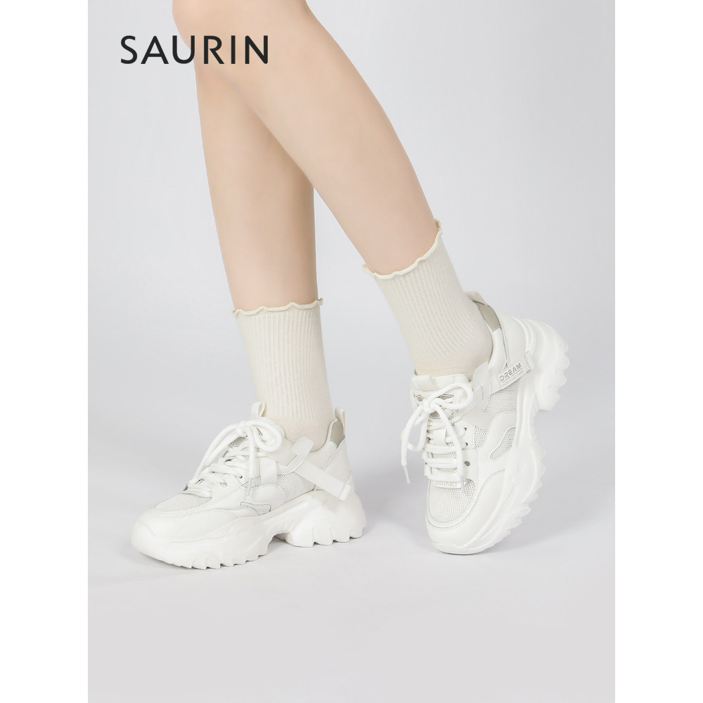 索兰老爹鞋女2024春季新款时尚厚底增高显脚小休闲鞋潮24ay32228