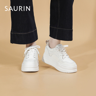 索兰小白鞋女2026春季新款时尚休闲鞋百搭厚底增高板鞋26AX25208
