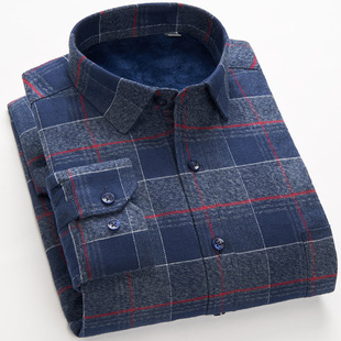 纯棉冬季 男长袖 男士 男加厚加绒衬衫 格子保暖衬衣男 保暖衬衫 远东