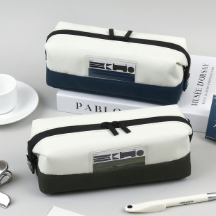 本木初品联名/echo三维空间 敞开式大容量方砖笔袋 唯美高颜值牛津布化妆包多功能桌面收纳包文具袋铅笔袋