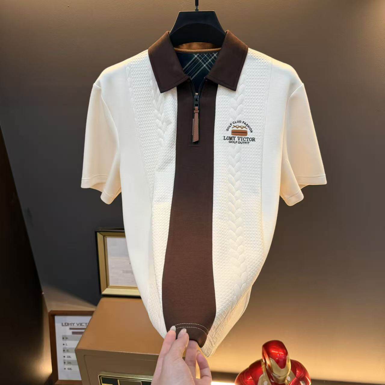 LOMY VICTOR男款休闲polo衫夏季爆款2026新款时尚翻领拉链短袖t恤图片
