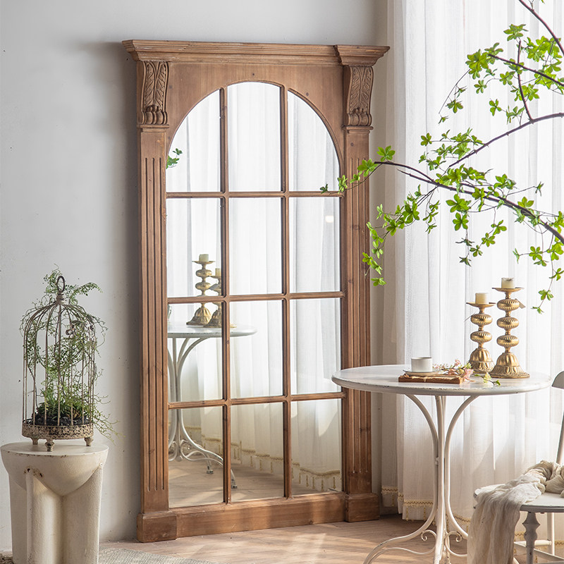 美式长方形复古做旧全身试衣镜