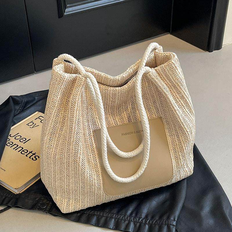 夏天草编包包女2024新款大容量编织单肩包高级质感小众通勤托特包,箱包皮具/热销女包/男包,通用款女包,淘宝优惠券,粉丝福利购,淘宝优惠卷