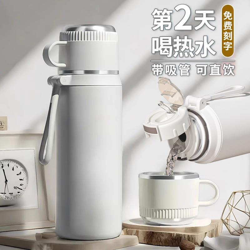 水杯保温杯女新款2024高颜值不锈钢泡茶可携式学生上学专用吸管杯