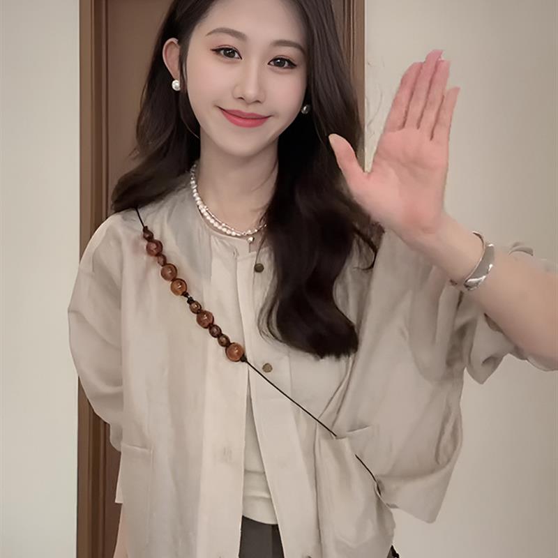 薄款防晒衣长袖衬衫女夏款2025新款小个子短款休闲开衫外套上衣女