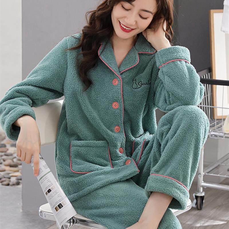 睡衣女士秋冬季冬天保暖法兰绒加绒加厚冬款家居服珊瑚绒大码套装,女士内衣/男士内衣/家居服,睡衣/家居服套装,淘宝优惠券,粉丝福利购,淘宝优惠卷