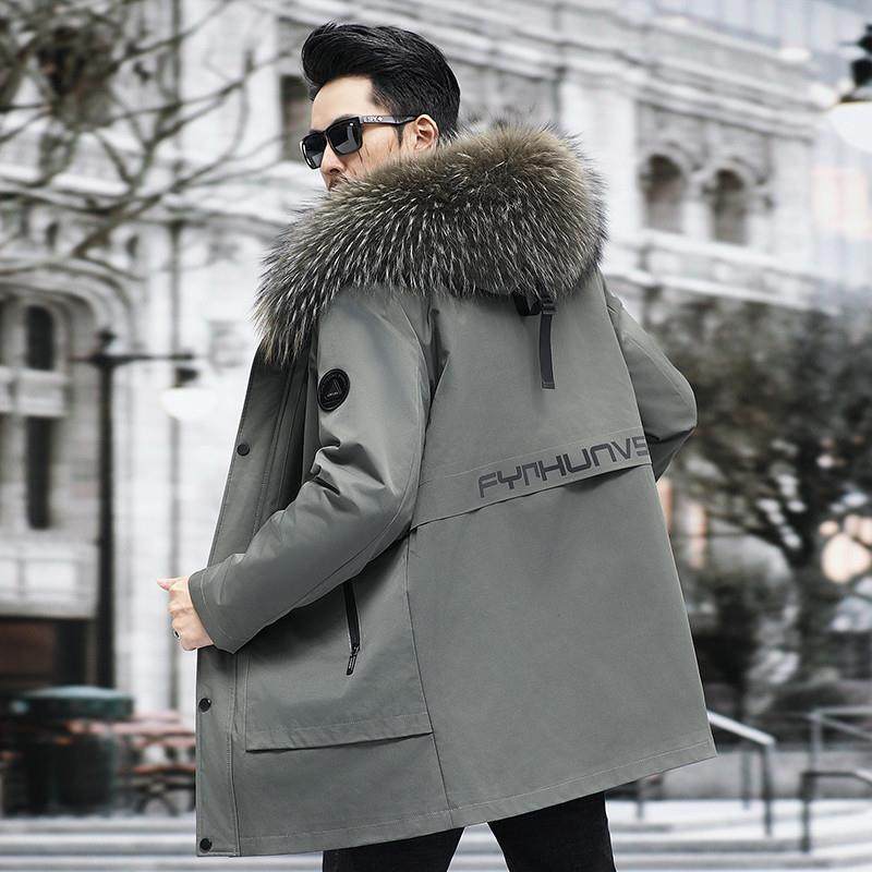 派克服冬季男款2024新款狐狸毛内胆中长版水貂毛皮毛一体皮草外套,男装,皮衣,淘宝优惠券,粉丝福利购,淘宝优惠卷