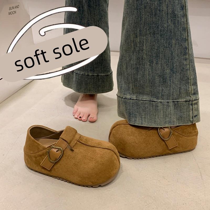 厚底内增高勃肯鞋女2025新款秋季一脚蹬可踩两穿休闲吐司单鞋34码