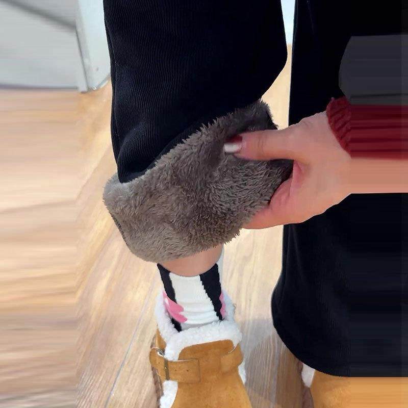 羊羔绒直筒宽裤女秋冬灯芯绒裤子爆款加绒加厚东北抗寒保暖棉裤,女装/女士精品,休闲裤,淘宝优惠券,粉丝福利购,淘宝优惠卷