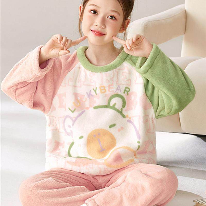 2025新款儿童法兰绒睡衣秋冬季保暖加绒女孩中大童女童珊瑚绒套装,童装/婴儿装/亲子装,家居服套装,淘宝优惠券,粉丝福利购,淘宝优惠卷
