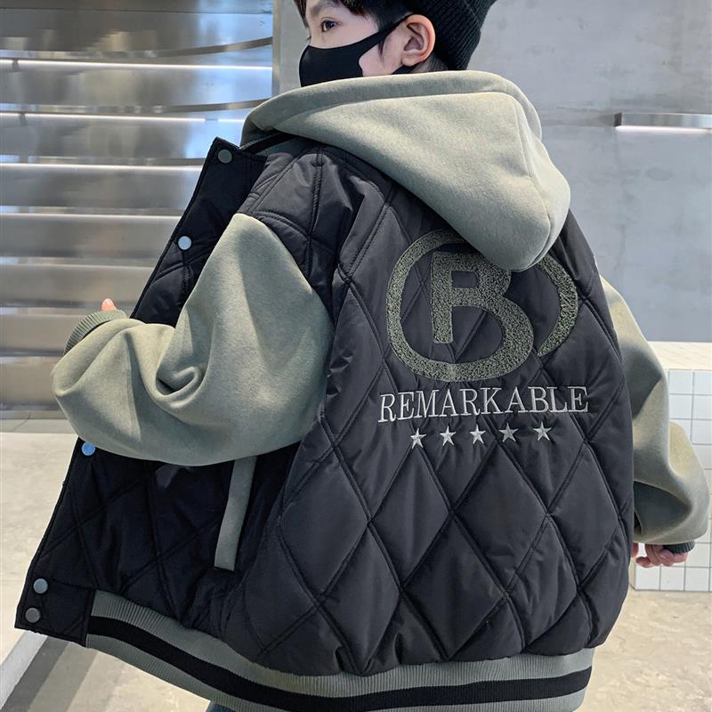 儿童装男童夹棉外套秋冬款2025新款中大童男孩棉袄冬季加厚冬装潮