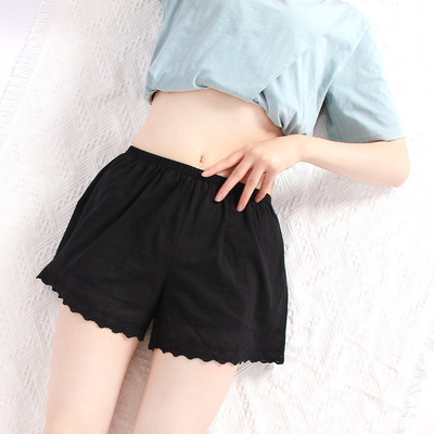 配裙子的打底短裤安全裤女夏天薄款防走光可外穿棉质保险短裤花边