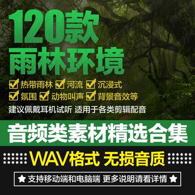 热带雨林森林河流环境氛围自然动物叫声背景声音配乐效果音频素材