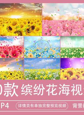 唯美浪漫缤纷花海满屏鲜花盛开高清MP4背景视频素材后期剪辑大屏
