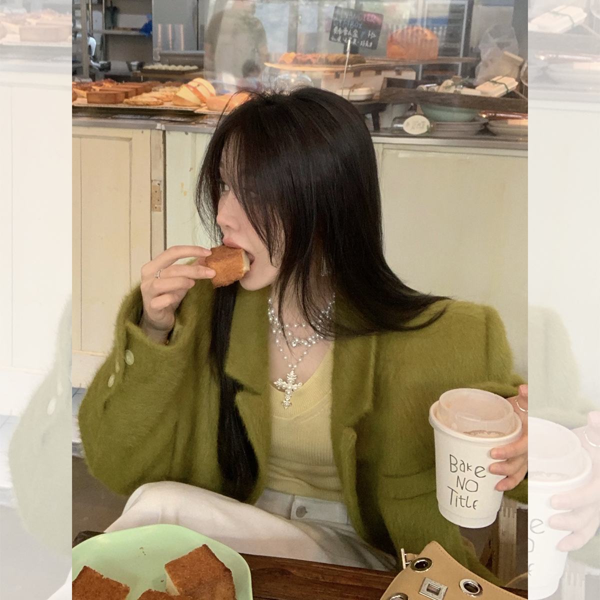 纯色安哥拉兔绒夹棉西装外套