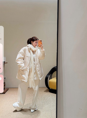 IUIU阿晶家 90白鹅绒羽绒服女冬季宽松白色面包服外套