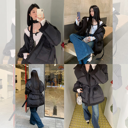 私服羊羔阔肩拼接羽绒服