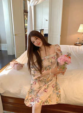 IUIU阿晶家「doll感千金油画」虎纹野生感连衣裙女时尚优雅百搭