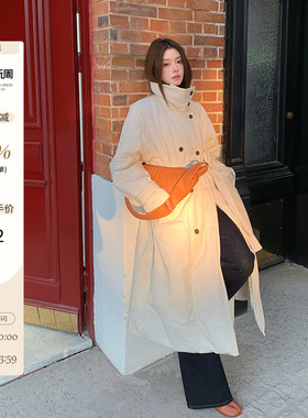 IUIU阿晶家 lema 立领风衣式长款棉服立领廓形女冬季新款加棉大衣