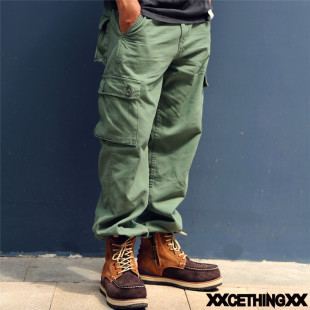 工装 多袋裤 裤 缩脚裤 美式 休闲男日系军绿多袋军装 重磅复古军裤