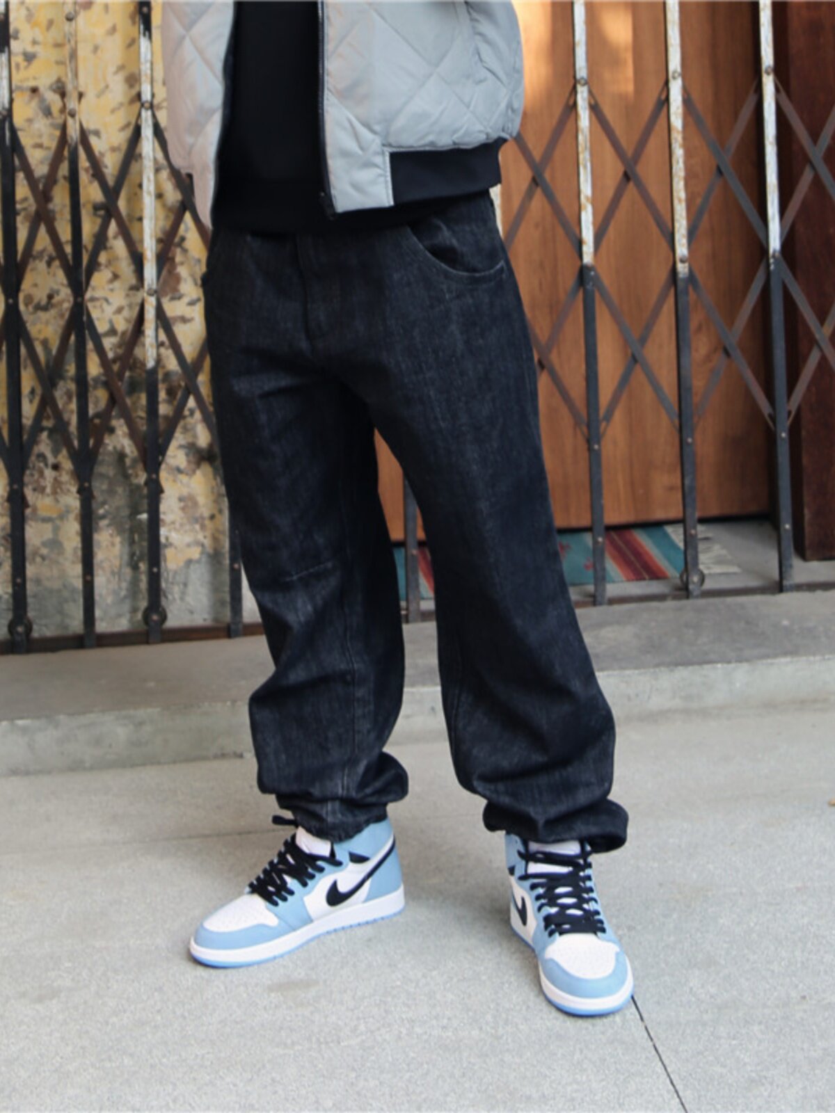 JORDAN 플라잉 맨 AJ1 제너레이션 KOBE 코베 조던 AJ 캐주얼 입체 컷 스트레이트 루즈 블랙 진