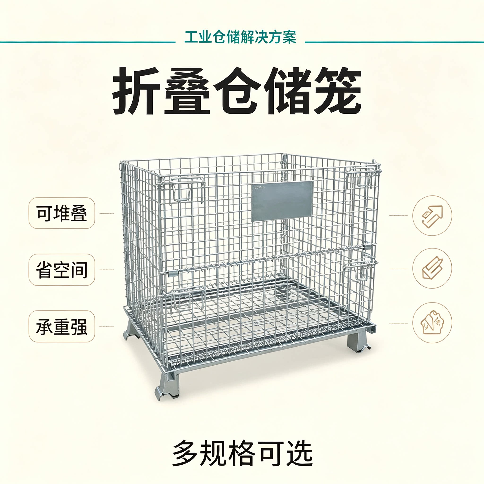 仓储笼厂家折叠铁框物流金属周转箱车间物料框带轮储物铁笼蝴蝶笼