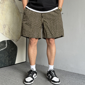 夏季 子潮 五分裤 户外速干豹纹运动短裤 男宽松抽绳百搭健身跑步薄款