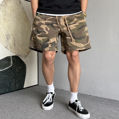 户外重磅复古迷彩工装短裤男宽松