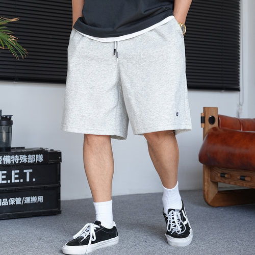 灰色针织短裤男宽松抽绳百搭