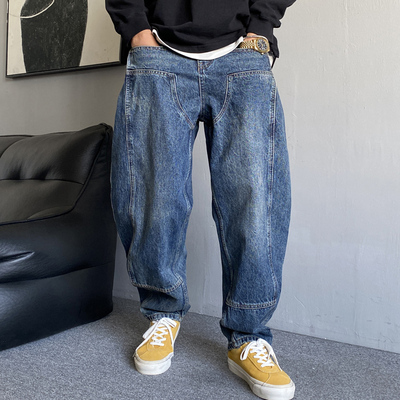 个性牛仔裤男直筒宽松百搭锥形