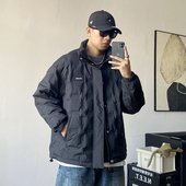加肥加大保暖工装 休闲痞帅高端连帽羽绒服男宽松大码 外套 美式 冬季