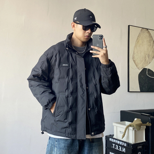 加肥加大保暖工装 休闲痞帅高端连帽羽绒服男宽松大码 外套 美式 冬季