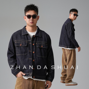 美式 牛仔外套 痞帅重磅复古原色工装