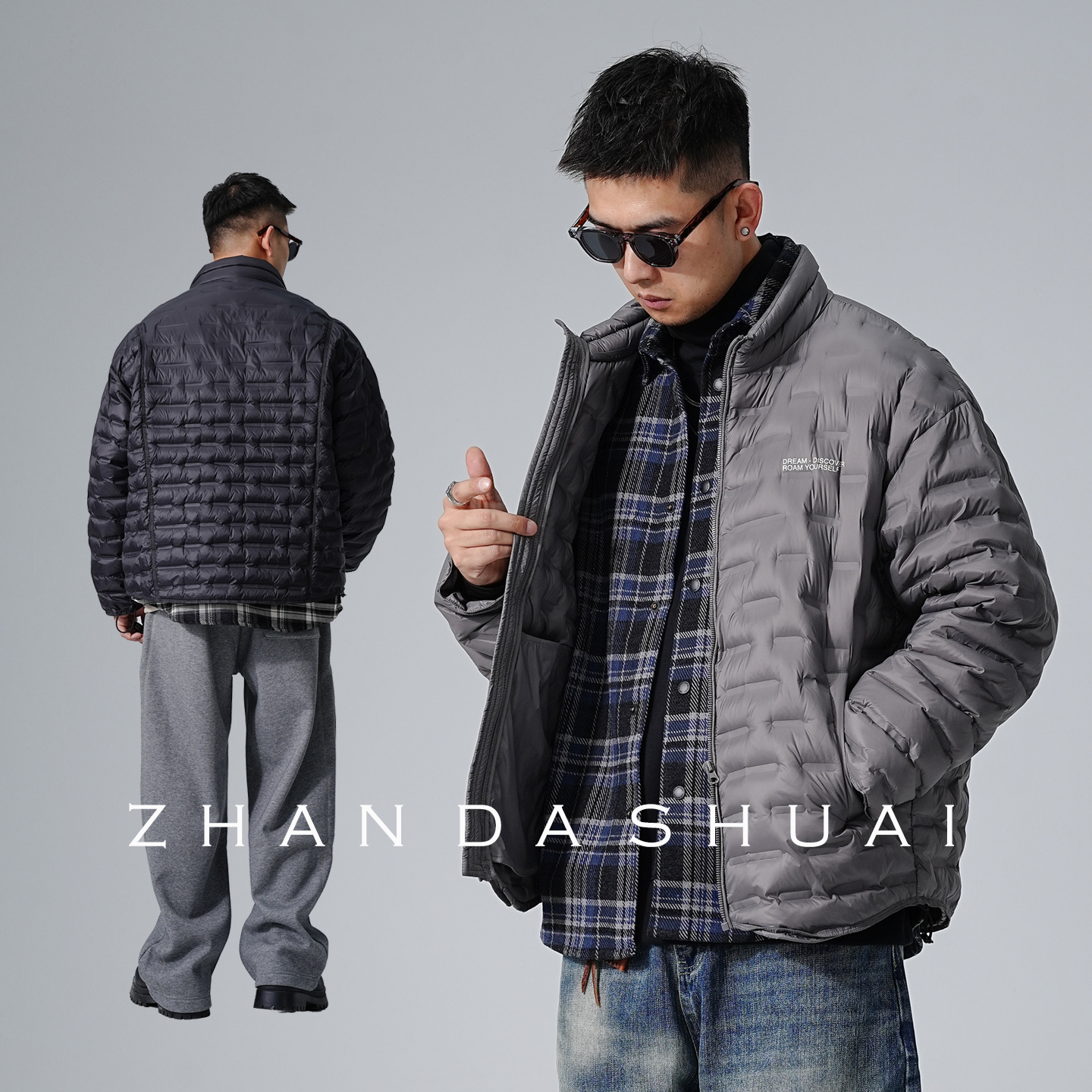 排骨90白鸭绒假两件羽绒服男