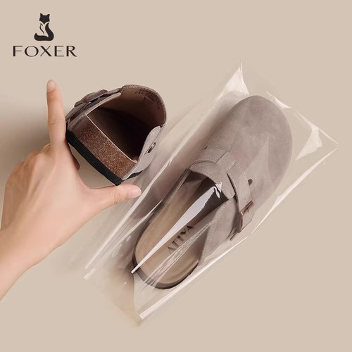 FOXER真皮包头勃肯鞋女2026