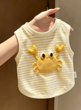 宠物狗狗衣服立体螃蟹黄色条纹可爱透气背心比熊小型犬猫咪春夏款