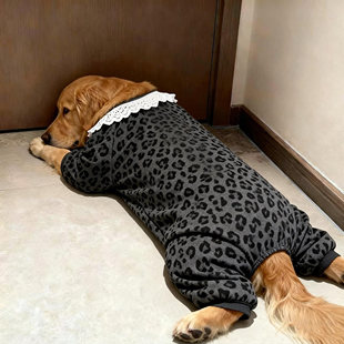 25狗狗新款衣服防冻黑灰豹纹白色领口秋冬四脚衣金毛萨摩保暖