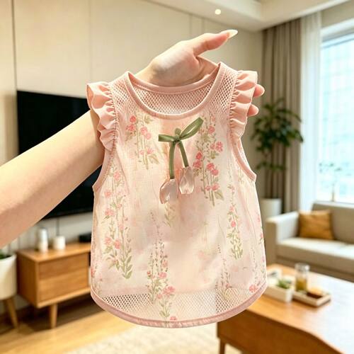狗狗凉凉衣碎花立体樱桃装饰网眼荷叶边背心猫咪柯基中小型犬春夏