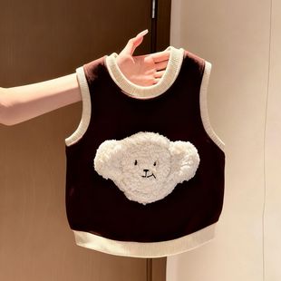 宠物秋冬新款 萌趣立体小熊背心撞色中型犬柯基柴犬法斗巴哥