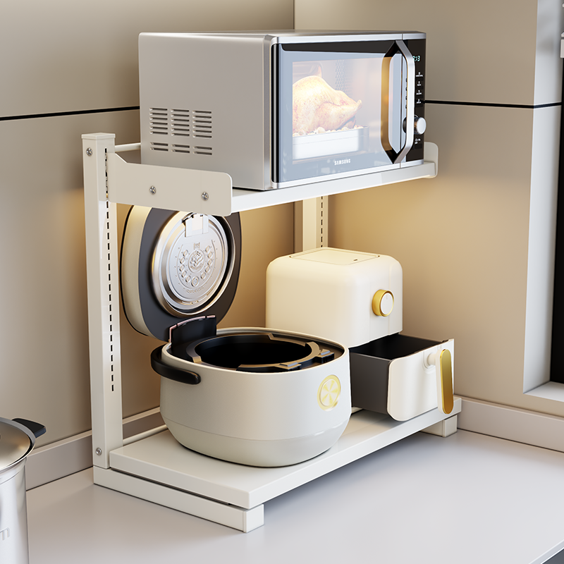 抽拉式微波炉台面置物架可调高度
