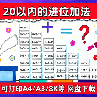 20二十以内数的进位加法手抄报模板一年级数学小报